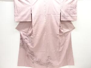 アンティーク　屋敷に草花模様手織り紬着物